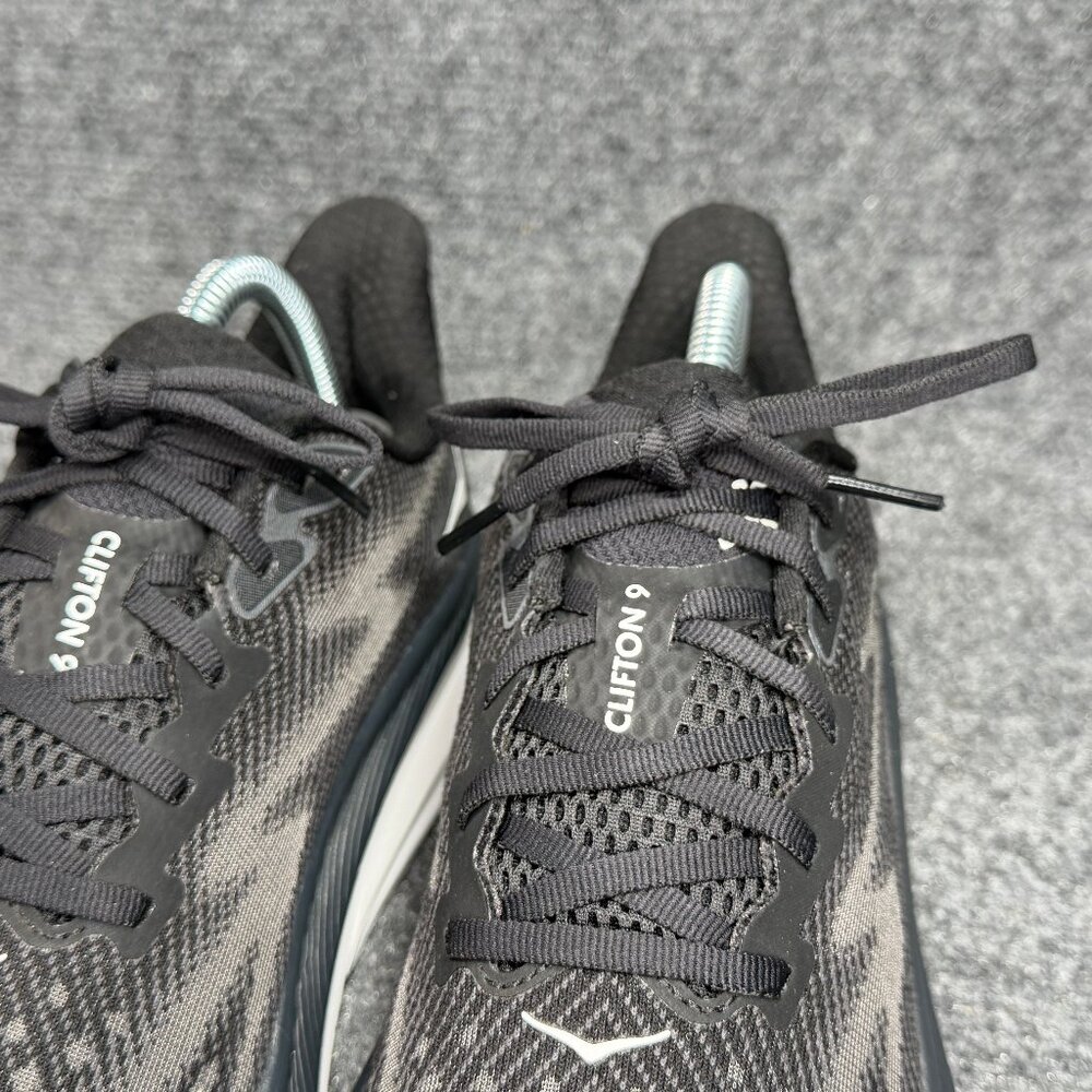 Hoka Clifton 9 Running Shoes Women's Size 8.5 Black White Athletic Run Training - Picture 4 of 13